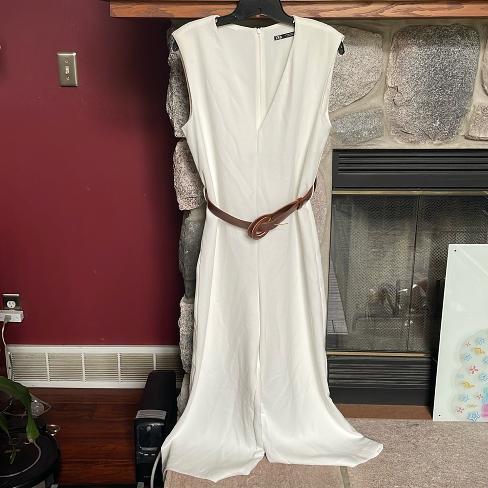 Elegant White Jumpsuit with Belt